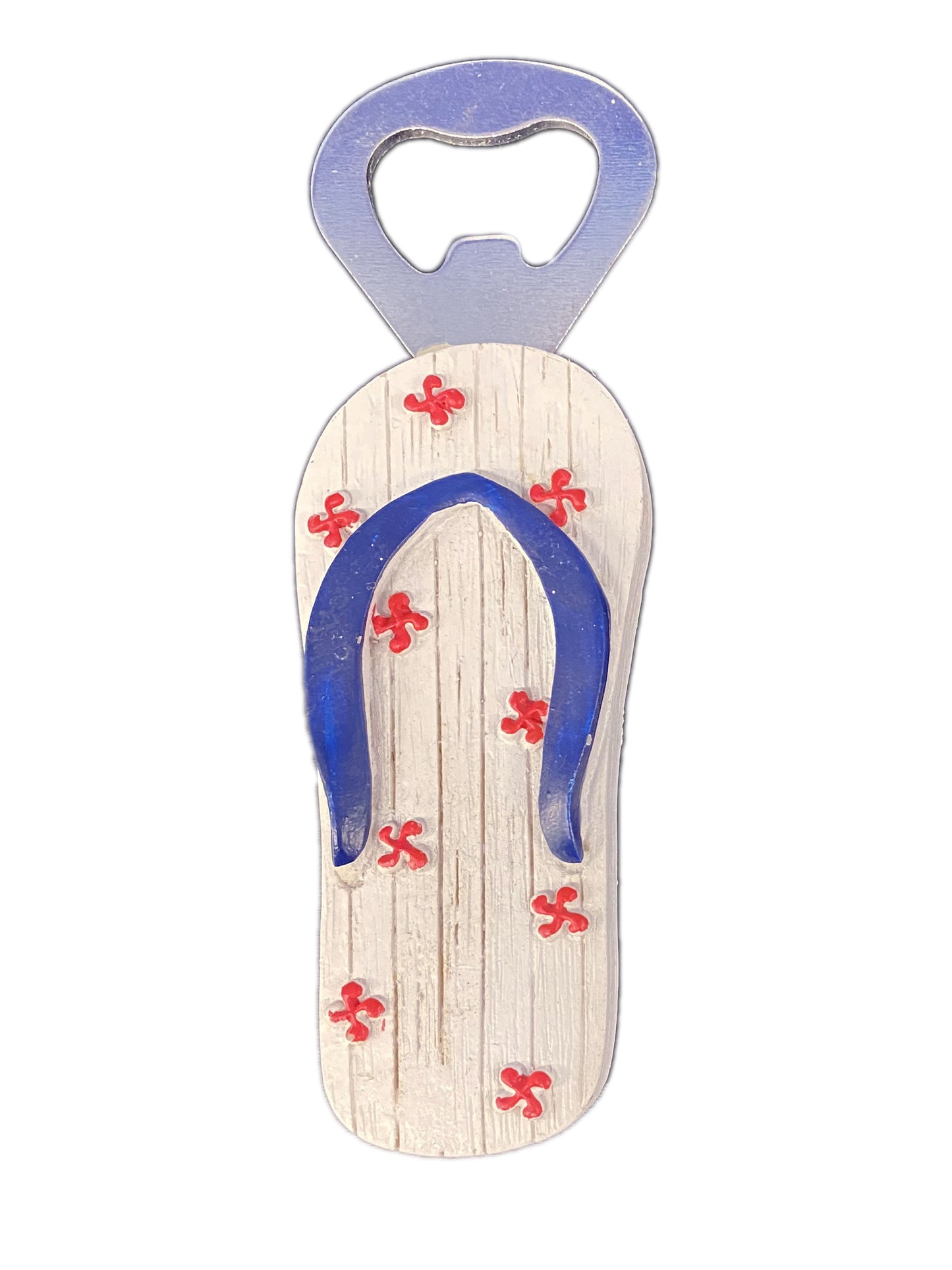 Magnet Décapsuleur Tong Blanche Croix Basque