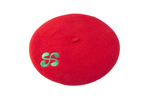 Béret Basque Rouge Adulte Brodé Croix Basque Vert