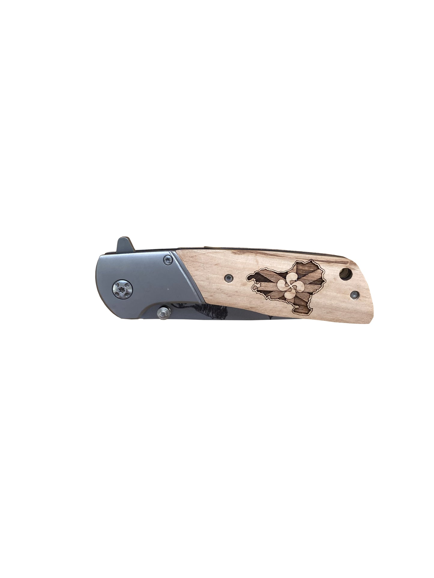 Couteau Lame Grise Gravure Laser Pays Basque
