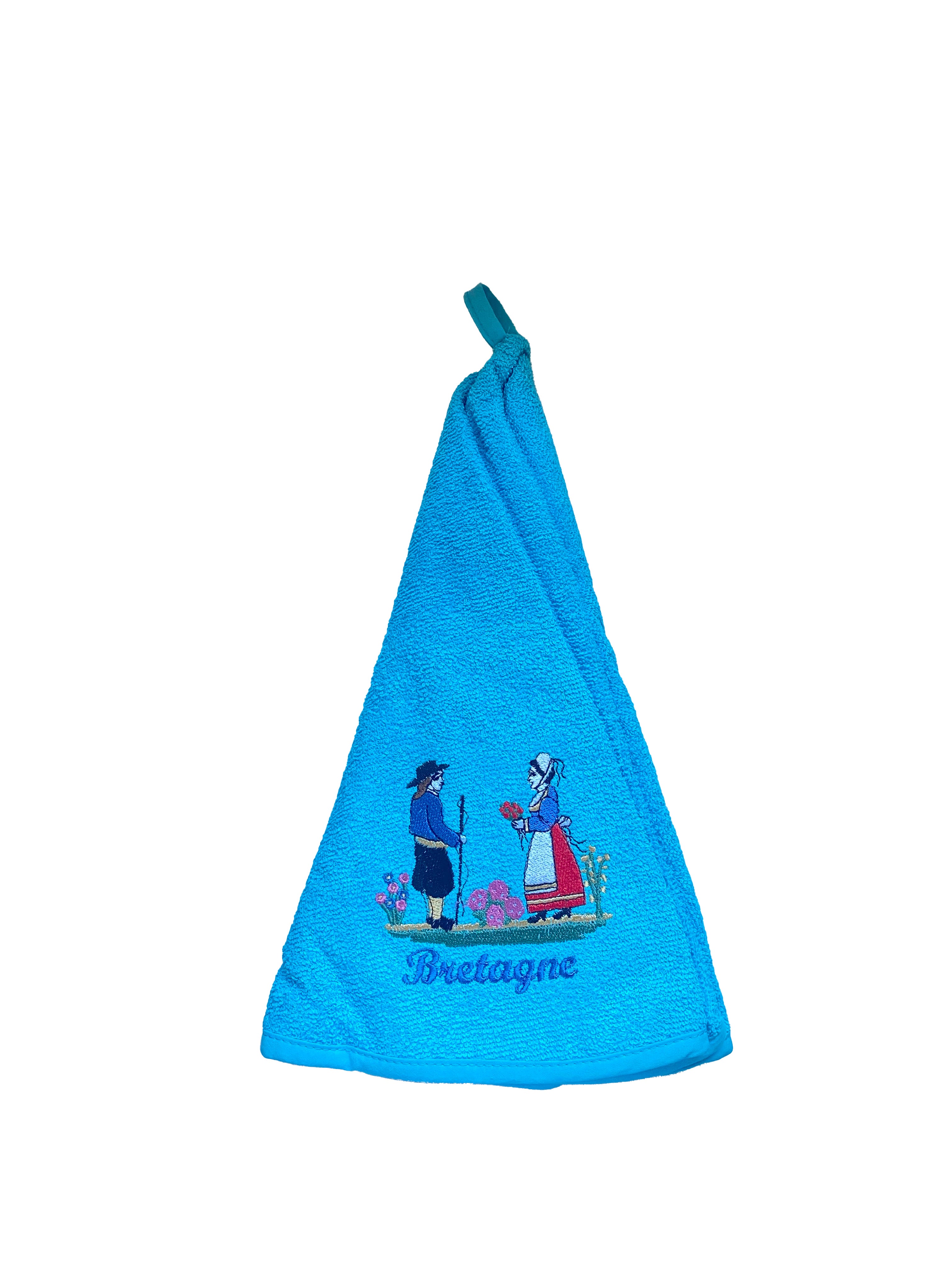 Torchon Rond Brodé Couple Breton – 100% Coton – Décor Bretagne Traditionnel – Cadeau Souvenir Régional - 5